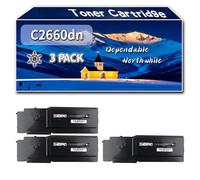 YJMGT Compatible for Dell C2660dn Toner Cartridge, Work for Dell C2660dn C2665dnf Printers, Toner Cartridge 593-BBBU 593-BBBT 593-BBBS 593-BBBR (3 Pack Black)