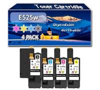 YJMGT Compatible for Dell E525w Toner Cartridge, Work for Dell E525w Printers, Toner Cartridge 593-BBLN 593-BBLL 593-BBLZ 593-BBLV (4-Pack BK/C/M/Y)