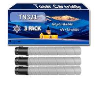 YJMGT Compatible for Konica Minolta TN321 Toner Cartridge, Work for Konica Minolta Bizhub C224 Bizhub C284 Bizhub C364 Printers, Toner Cartridge A33K150 A33K450 A33K350 A33K250 (3 Pack Black)