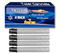 YJMGT Compatible for Konica Minolta TN321 Toner Cartridge, Work for Konica Minolta Bizhub C224 Bizhub C284 Bizhub C364 Printers, Toner Cartridge A33K150 A33K450 A33K350 A33K250 (4 Pack Black)