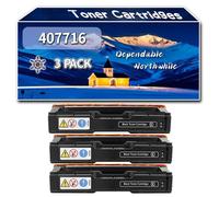 YJMGT Compatible for Ricoh 407716 407717 407718 407719 Toner Cartridges, Work for Ricoh Aficio SP C252DN SP C252SF Printers, Toner Cartridges (3 Pack Black)