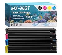 YJMGT MX-36GT Toner Cartridges Compatible for Sharp MX-2610N MX-3110N MX-3610N Printers, High-Definition Printing Effect with Chip, 28000 Pages (4-Pack BK/C/M/Y)