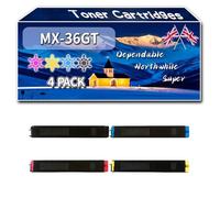 YJMGT MX-36GT Toner Cartridges Compatible for Sharp MX-2610N MX-3610N MX-3110N Printers, High-Definition Printing Effect with Chip, 25000 Pages (4-Pack BK/C/M/Y)
