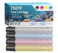 YJMGT TN319 Toner Cartridges Compatible for Konica Minolta Bizhub C 360 Printers, High-Definition Printing Effect with Chip, 29000 Pages (4-Pack BK/C/M/Y)