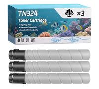 YJMGT TN324 Toner Cartridge Compatible for Konica Minolta BizHub C 258 Bizhub C 308 Bizhub C 368 Printers, High-Definition Printing Effect with Chip, 29000 Pages (3 Pack Black)