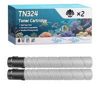YJMGT TN324 Toner Cartridge Compatible for Konica Minolta BizHub C 258 Bizhub C 308 Bizhub C 368 Printers, High-Definition Printing Effect with Chip, 29000 Pages (2 Pack Black)