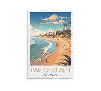 YJNENG Canvas Art Picture Pacific Beach California Wall Decor Art Painting Posters Modern Family Decorative Poster 16x24inch(40x60cm)