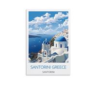YJNENG Canvas Art Picture Santorini Greece Islands Wall Decor Art Painting Posters Modern Family Decorative Poster 08x12inch(20x30cm)