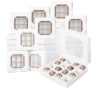 YJQXMYU 20Pcs Empty White Sweet Boxes with Inserts Clear Window and Divider, 16-Compartments White Candy Box Gift Packaging Boxes for Putting Trinkets, Snacks, Small Cards and Chocolates