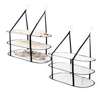 YJQXMYU 2Pcs 3 Tier Mesh Clothes Hanging Dryer, Foldable Sweater Drying Rack Over The Door Drying Rack, Lay Fold Flat Dry Clothes Hanger for Apartment Dorm Bathroom