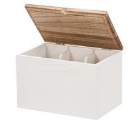 YJQXMYU 3 Compartment Tampon Holder with 2 Removable Dividers, Wood Period Organizer with Lid Rustic Wood Bathroom Storage Box, Multipurpose Feminine Product Organizer for Woman (White)