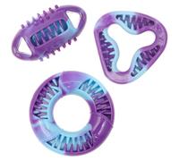 YJQXMYU 3 Pcs Interactive Puppy Teething Toys, TPR Stuffable Dog Chew Toy, Clean Pet Teeth Extended Playtime 3 Shapes for Up to 25 Pounds Small Dog Chewing and Training