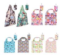 YJQXMYU 8Pcs Polyester Grocery Bag, Reusable Shopping Bag, Large Capacity Eco Friendly Pocket, Lightweight Portable Fold Up Shopping Handbag for Daily Travel Picnic Machine Washable