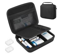 YJQXMYU Diabetes Travel Case, Portable Hard Diabetic Supplies Organizer with 2 Small Boxes, Protective Carrying Bag for Glucose Monitor, Test Strips Lancets, Syringe and Daily Outdoor Travel(Black)