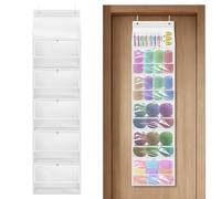 YJQXMYU Hanging Knitting Organiser Storage with 6 Compartments, Over the Door Hanging Yarn Holder with Zippers and Hooks, Clear Window Organiser Bag for Knitting Needle Crochet Hook