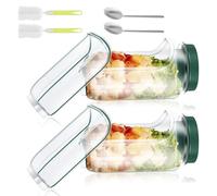 YJQXMYU Salad Pod, Plastic Vertical Layering Salad Jar with Built in Bow and Fork, 800ML Leak Proof Side Open Leakproof Food Jars Reusable Fresh Salads Box for Lunch Dishwasher Safe (2Pcs)
