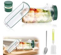 YJQXMYU Salad Pod, Vertical Layering Salad Jar with Built in Bow and Fork, Leak Proof Side Open Leakproof Food Jars with Cleaning Brush Reusable Fresh Salads Box for Camping Picnic Dishwasher Safe