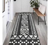 YJRBZ Black White Runner Rug for Hallway, Kitchen Hall Stairs Long Carpet Runner 100cm 2m 300cm 4m 5m 6m Area Rugs Non Slip Washable Floor Mat (Size : 60x200cm/2ftx6.6ft)