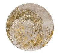 YJRBZ Contemporary Gray and Gold Round Rug Round Carpet Living Room Coffee Table Blanket Bedroom Circular Hanging Basket Mat Computer Chair Cushion (Size : Diameter 120cm)