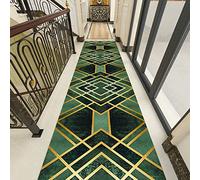 YJRBZ Runner Rug for Hallway Stair, Green Geometric Pattern Carpet Runner for Corridor Kitchen Very Long Carpets With Non-Slip Backed Floor Mat Home Decor (Size : 60x200cm/2ftx6.6ft)