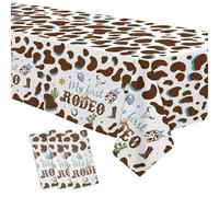 YJRJSC My First Rodeo Birthday Party Supplies Boy Tablecloth, Disposable Western Wild West Cowboy 1st Birthday Decorations Tablecover, 3 Pcs, 54in x 108in
