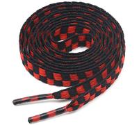 YJRVFINE 2 Pairs of 55 Inches Personalised Rainbow Red Black Plaids Stripe Pattern Flat Casual Shoelaces String Plaid Shoe Laces