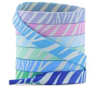 YJRVFINE Colorful Print Shoe Laces: 1 Pair Flat Rainbow Gradient Shoelaces, 15 Cyan Green Stripe Gradient, 48 Inch (122cm)
