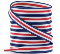 YJRVFINE Flat Striped Shoe Laces: 1 Pair Colorful Replacement Shoelaces, 05 Red White Blue Stripe, 48 Inch (122cm)