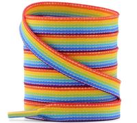 YJRVFINE Flat Striped Shoe Laces: 1 Pair Colorful Replacement Shoelaces, 08 Rainbow Wave Stripe, 48 Inch (122cm)