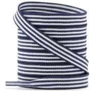 YJRVFINE Flat Striped Shoe Laces: 1 Pair Colorful Replacement Shoelaces, 09 Blue White Wave Stripe, 48 Inch (122cm)
