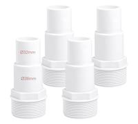 YJSDDNTY Set of 4 Pool Hose Connectors, Hose Nozzle Pool Set Diameter 32 / 38 mm to 1.5 Inch Hose Barb, White