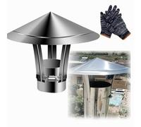 YJSGHRHL 201 Stainless Steel Chimney Cap, Chimney Roof Rain Guard, Fireplace Vent Chimney cowl for Outside, Wind Chimney Flue Cover, Stove Pipe Topper With Gloves, Easy Installation(9cm)