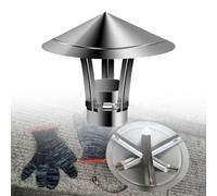 YJSGHRHL 201 Stainless Steel Round Chimney Cap,Cone Top Chimney Rain Cover, Stove Pipe Chimney Cowl with Adjustable Metal Strips, Flue Exhaust Cover for Outside, Easy Installation(6cm)