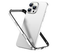 YJSM Aluminum Frame Metal Bumper Case for iPhone 16, Aluminum Hard Case Slim Metal Frame Bumper Cover with Soft TPU Inner for iPhone 16 (Silver)