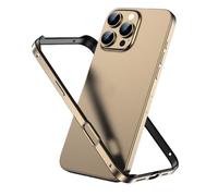 YJSM Aluminum Frame Metal Bumper Case for iPhone 16, Aluminum Hard Case Slim Metal Frame Bumper Cover with Soft TPU Inner for iPhone 16 (Gold)