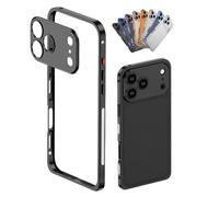YJSM Aluminum Frame Metal Bumper Case for iPhone 17 Air,Snap-fit design for easy disassembly，with Soft TPU Inner and lens hood for iPhone 17 Air (Black)