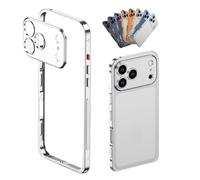 YJSM Aluminum Frame Metal Bumper Case for iPhone 17 Air,Snap-fit design for easy disassembly，with Soft TPU Inner and lens hood for iPhone 17 Air (Silver)