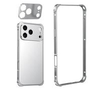 YJSM Aluminum Frame Metal Bumper Case for iPhone 17 Air,Snap-fit design for easy disassembly，with Soft TPU Inner and lens hood for iPhone 17 Air (Silver)