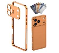 YJSM Aluminum Frame Metal Bumper Case for iPhone 17 Pro Max,Snap-fit design for easy disassembly，with Soft TPU Inner and lens hood for iPhone 17 Pro Max (Orange)