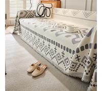 YJSZY Bohemian Throws Blanket Cover For Sofas With Tassels Large 1/2 / 3/4 Seater Reversible Large Throws For Settees Couch Love Seat Double Bed And Armchair Decoration (Gray, 180x90 cm)