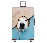 YJSZY Cute Animals Cat Dog Luggage Covers for Suitcases,Wood Grain Denim Starry Sky Print Washable Suitcase Cover,Personalized Large Luggage Protector Anti Scratch Protection (Color 1,S(18-21inch))