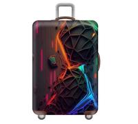 YJSZY Elastic Anti-Scratch Thicken Luggage Covers,Cool Geometric Lines Cyberpunk Style Luggage Cover,Washable Suitcase Cover,for 18-32 Inch Trolley Case,Kids,Teenagers,Boy,Man (Color 2,L(25-28inch))