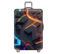 YJSZY Elastic Anti-Scratch Thicken Luggage Covers,Cool Geometric Lines Cyberpunk Style Luggage Cover,Washable Suitcase Cover,for 18-32 Inch Trolley Case,Kids,Teenagers,Boy,Man (Color 3,M(22-24inch))