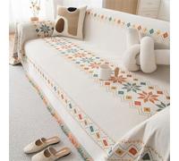 YJSZY Sofa Throws Large,Bohemian Extra Large Throws For Settees,Boho Chenille Versatile Soft Throw Blanket With Tassels For Bed Armchair Chair Slipcover 1 2 3 4 Seater,Couch Cover (White,180x130cm)