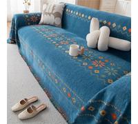 YJSZY Sofa Throws Large,Bohemian Extra Large Throws For Settees,Boho Chenille Versatile Soft Throw Blanket With Tassels For Bed Armchair Chair Slipcover 1 2 3 4 Seater,Couch Cover (Blue,180x340cm)