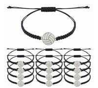 YJTSWDXY Handmade Volleyball Charm Bracelet with Adjustable Length Softball Charm Bracelet Volleyball Team Gifts for Team Players, 7-8.5 in, Nylon, no gemstone