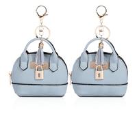 YJUBAOA 2 pcs Cute Mini Cosmetic Bag for Women PU Leather Backpack Keychain Makeup Bag Key Pocket Lipstick Bag Card Holder Data Cable Organizer Zipper Pouch, Blue