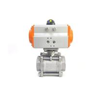 YJUHADWPBZ DN15 DN20 DN25 DN32 DN40 DN50 Three Piece High Platform Pneumatic Ball Valve Stainless Steel Q611F-16P Double Acting Cylinder (1/4 Inch)