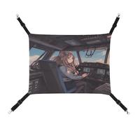 YJWANDL Comfortable Pet Hammock, Airplane Cockpit Print Cat Hammock Space-Saving Canvas Bed for Small Dogs and Cats, Easy to Install and Portable