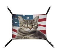 YJWANDL Comfortable Pet Hammock, American Cat USA Flag Print Cat Hammock Space-Saving Canvas Bed for Small Dogs and Cats, Easy to Install and Portable